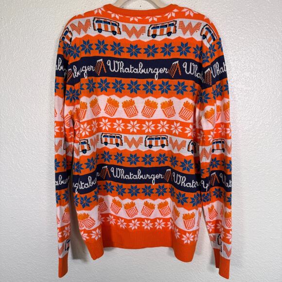 Whataburger Sweater Mens XL Holiday Logo Crewneck Ugly Christmas Sweatshirt - Picture 2 of 11